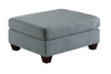 Chic Grey Plush Ottoman with Wooden Legs