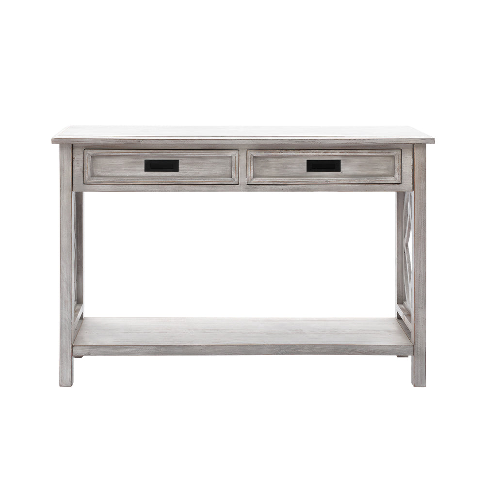 Chic Whitewashed Console Table with Drawers