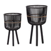 Stylish Black Bamboo Planter Set