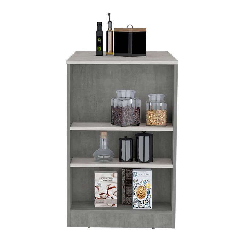 Stylish Kitchen Island with Marble Finish & Ample Storage