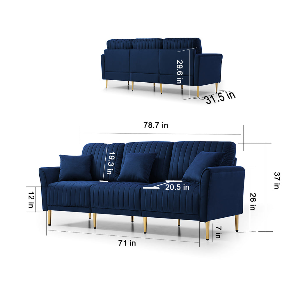 Velvet Blue Sofa