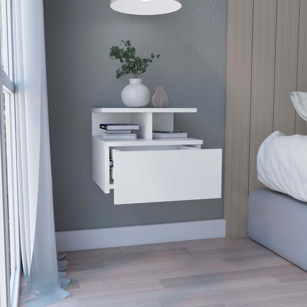 Elevate Wall-Mount Nightstand with Drawer & Shelf