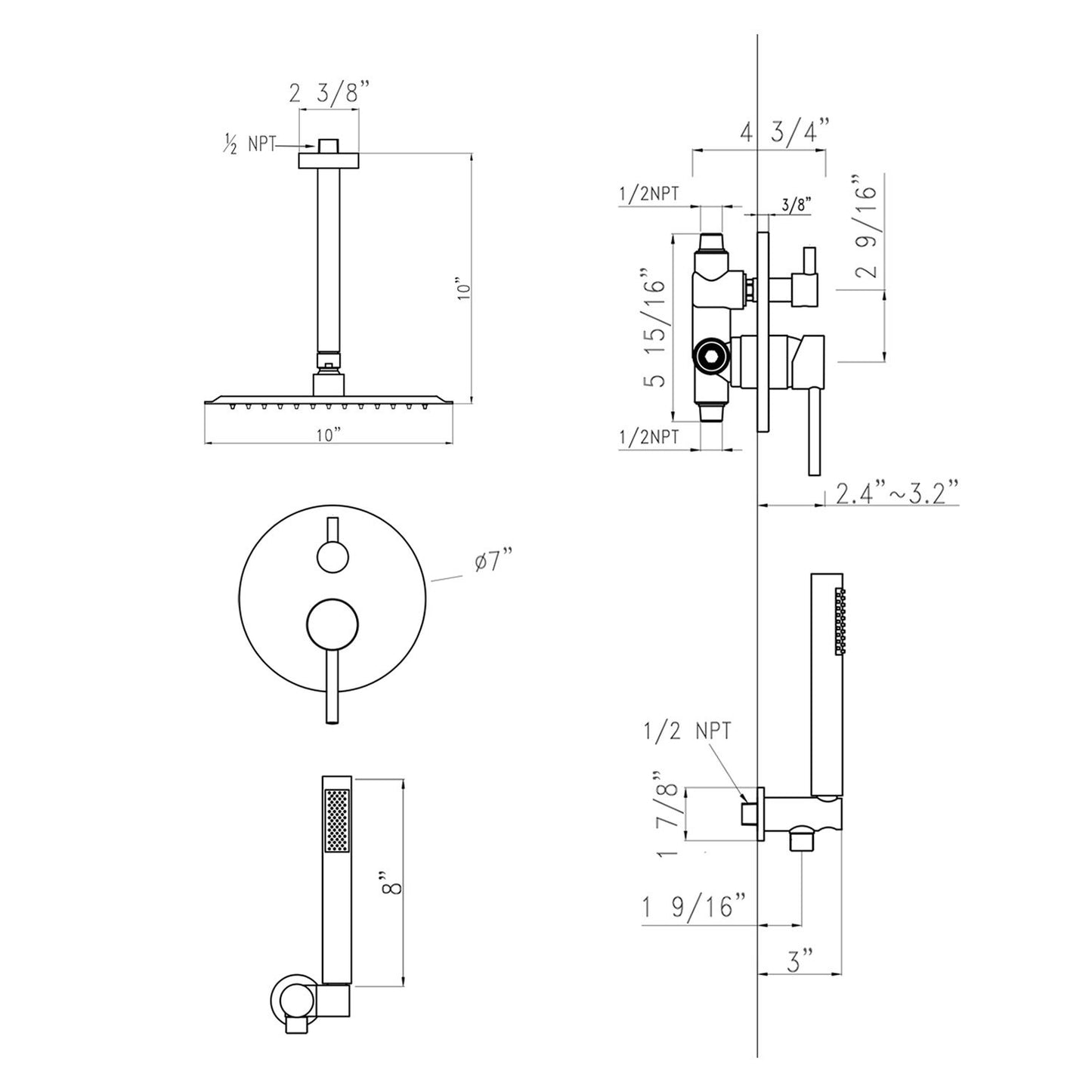 Brushed Nickel Dome Shower Combo