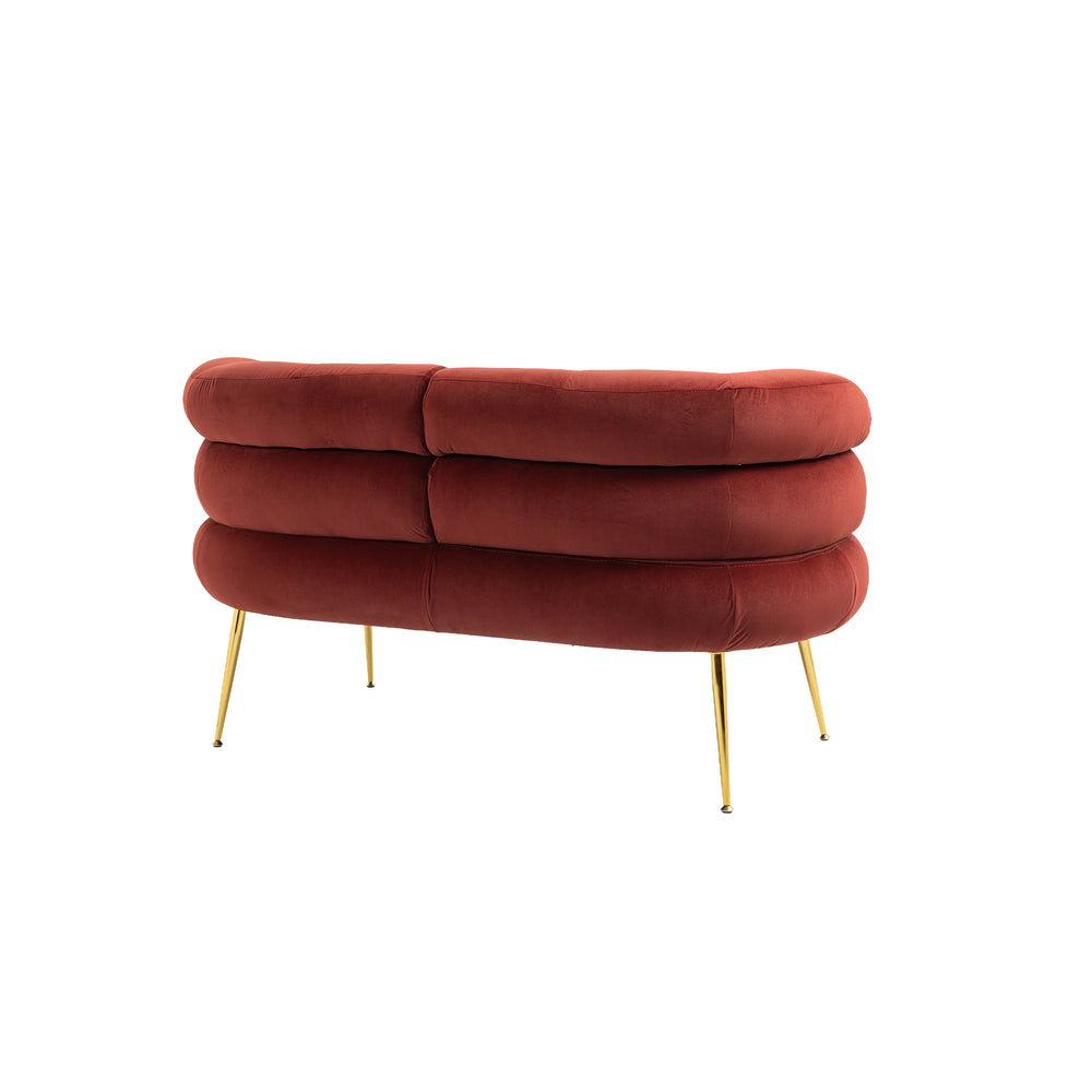 Chic Curved Loveseat in Wine Red