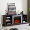 Cozy Cherry TV Stand with Faux Stone and Fireplace