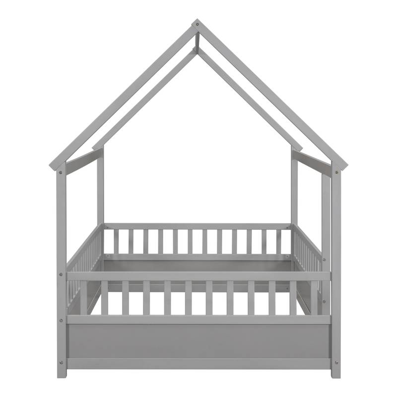 Playful Wooden House Bed for Kids