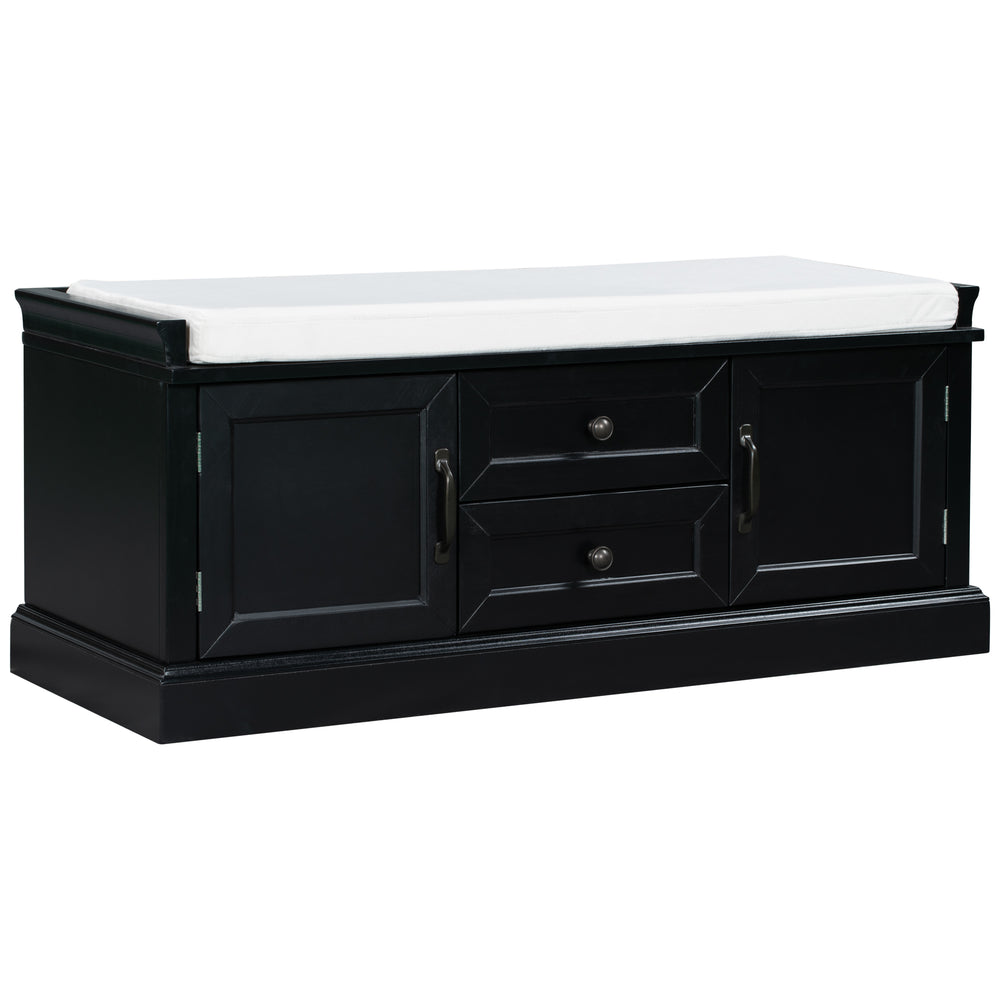 Stylish Storage Bench with Cushioned Top and Dual Drawers