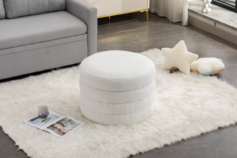 Elegant Ivory Storage Ottoman