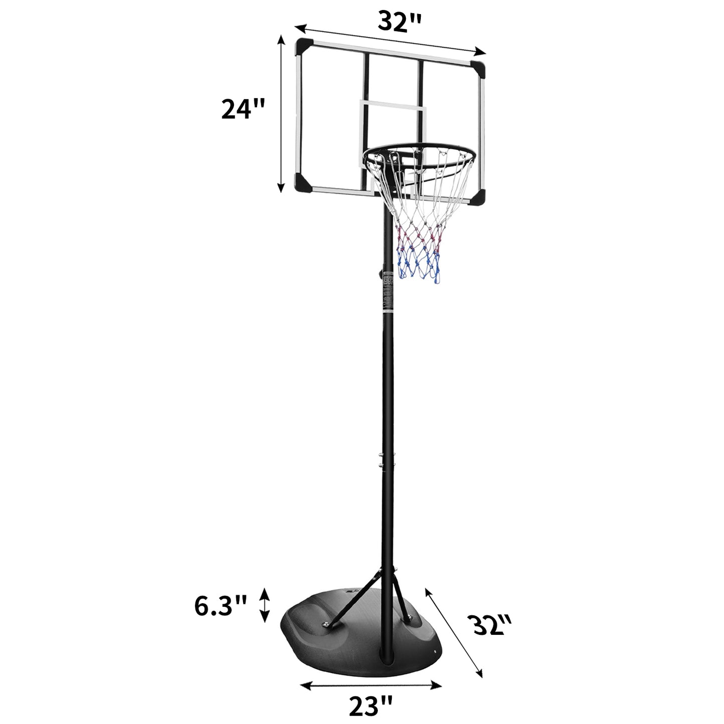 Adjustable Portable Basketball Hoop with Wheels