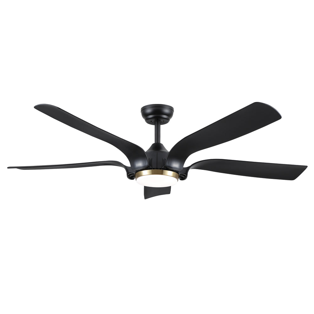 Smart Ceiling Fan with Sleek Matte Black Finish and Antique Brown Blades