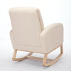 Cozy Rocking Chair with Wood Legs & Adjustable Footrest