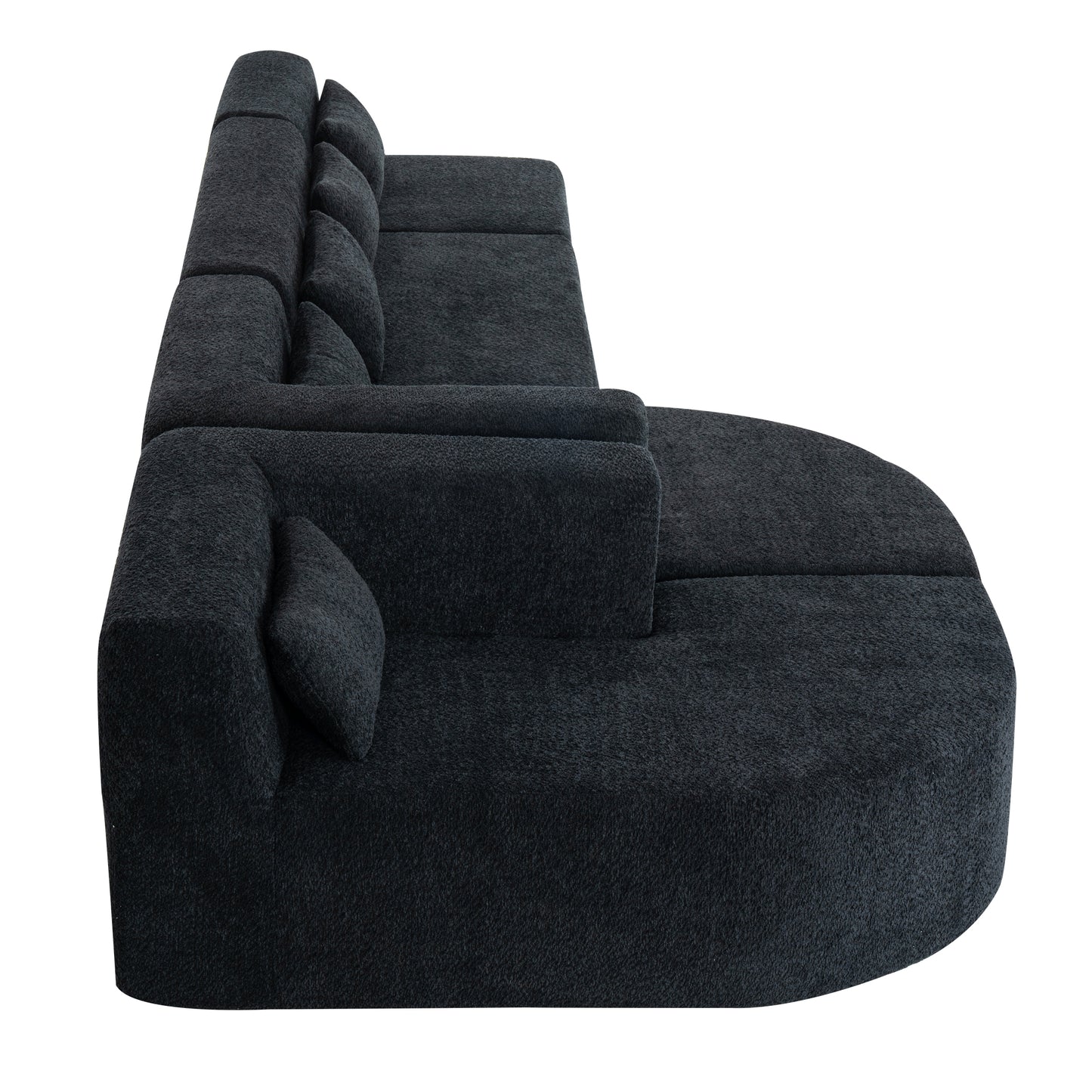 Chic Black Modular Sofa with Loungers and Plush Pillows