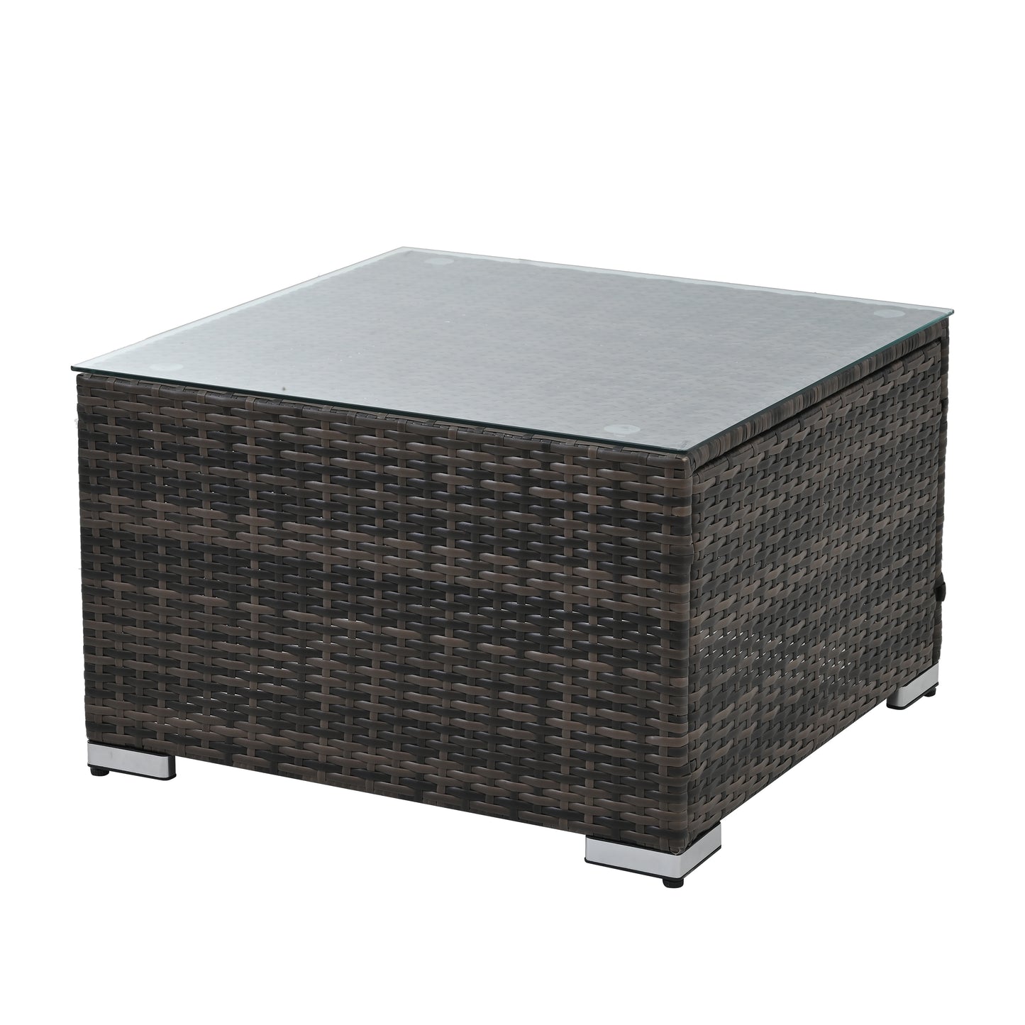 Chic Outdoor Wicker Lounge Set with Glass Table