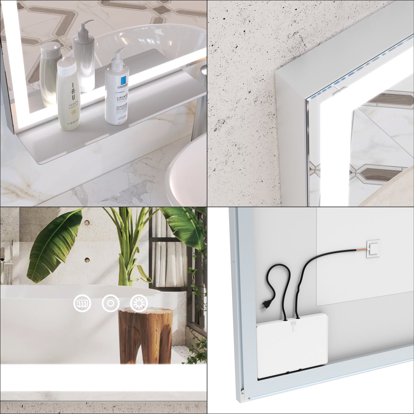 GlowSmart LED Bathroom Mirror - Adjustable Lighting & Anti-Fog Touch Control