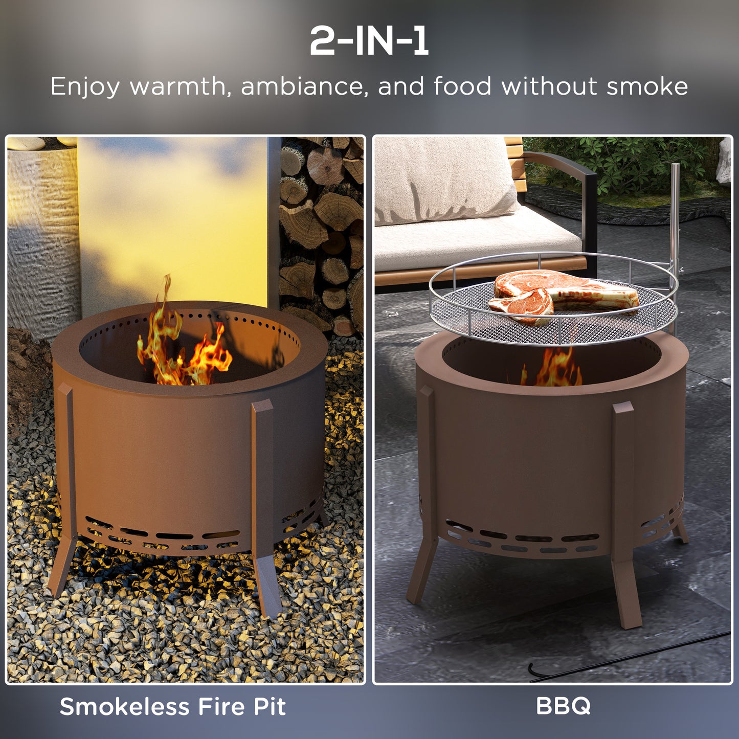 Outsunny Smokeless Fire Pit & Grill – The Ultimate Portable Bonfire Solution!