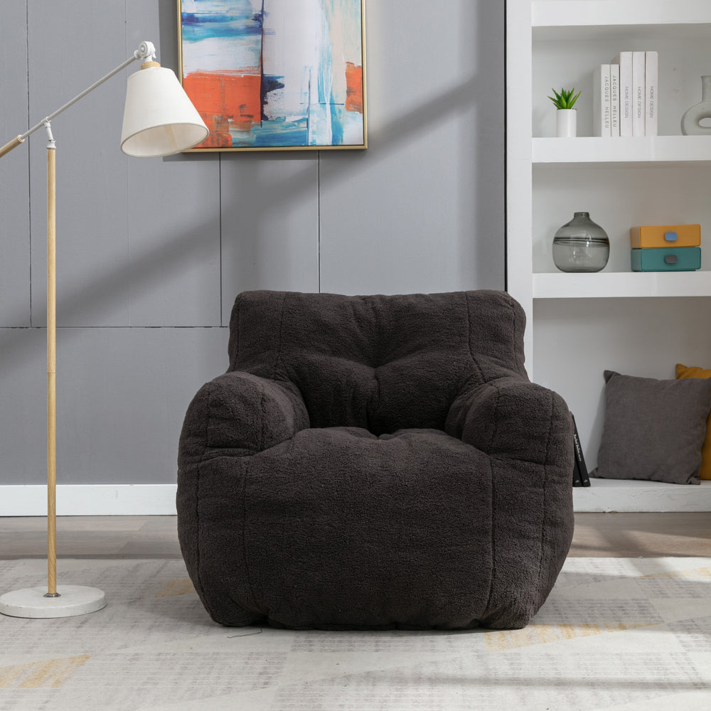 Cozy Teddy Bean Bag Chair in Dark Gray