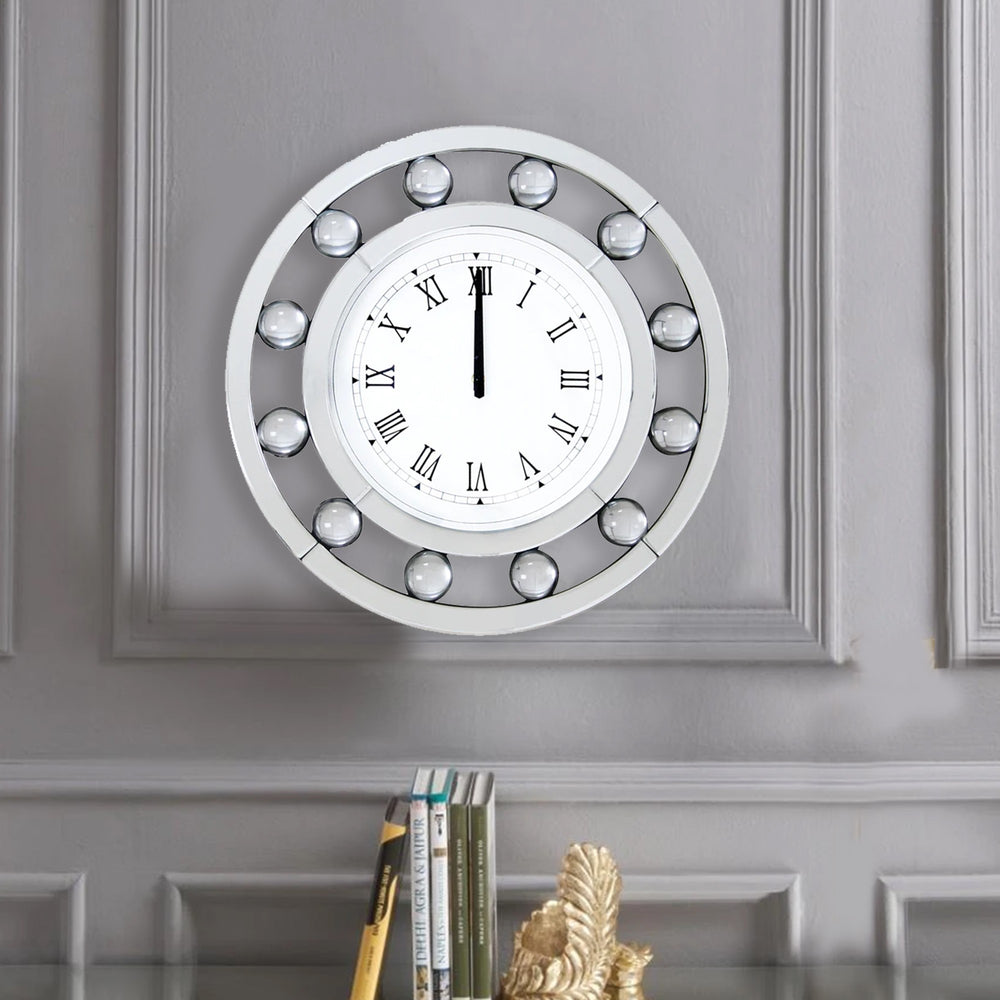 Chic White Round Mirror Clock