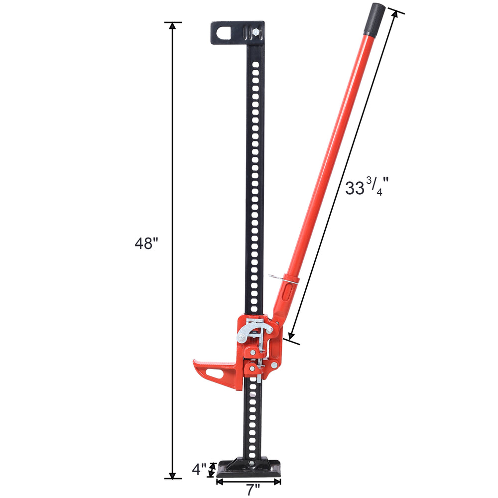 All-Purpose High Lift Jack - Heavy-Duty Red Utility Tool for Cars & Tractors