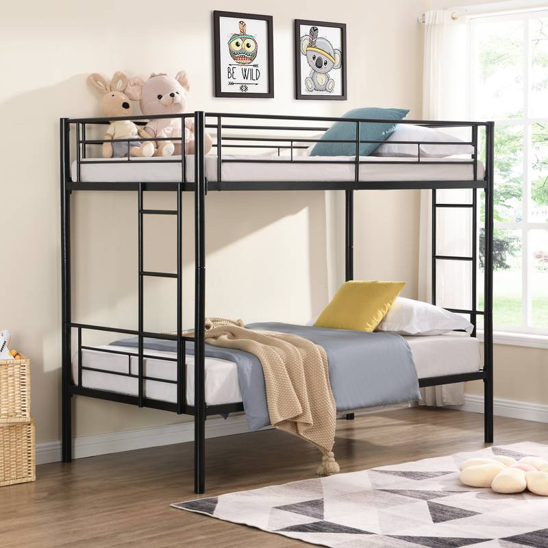 Sleek Black Metal Bunk Bed