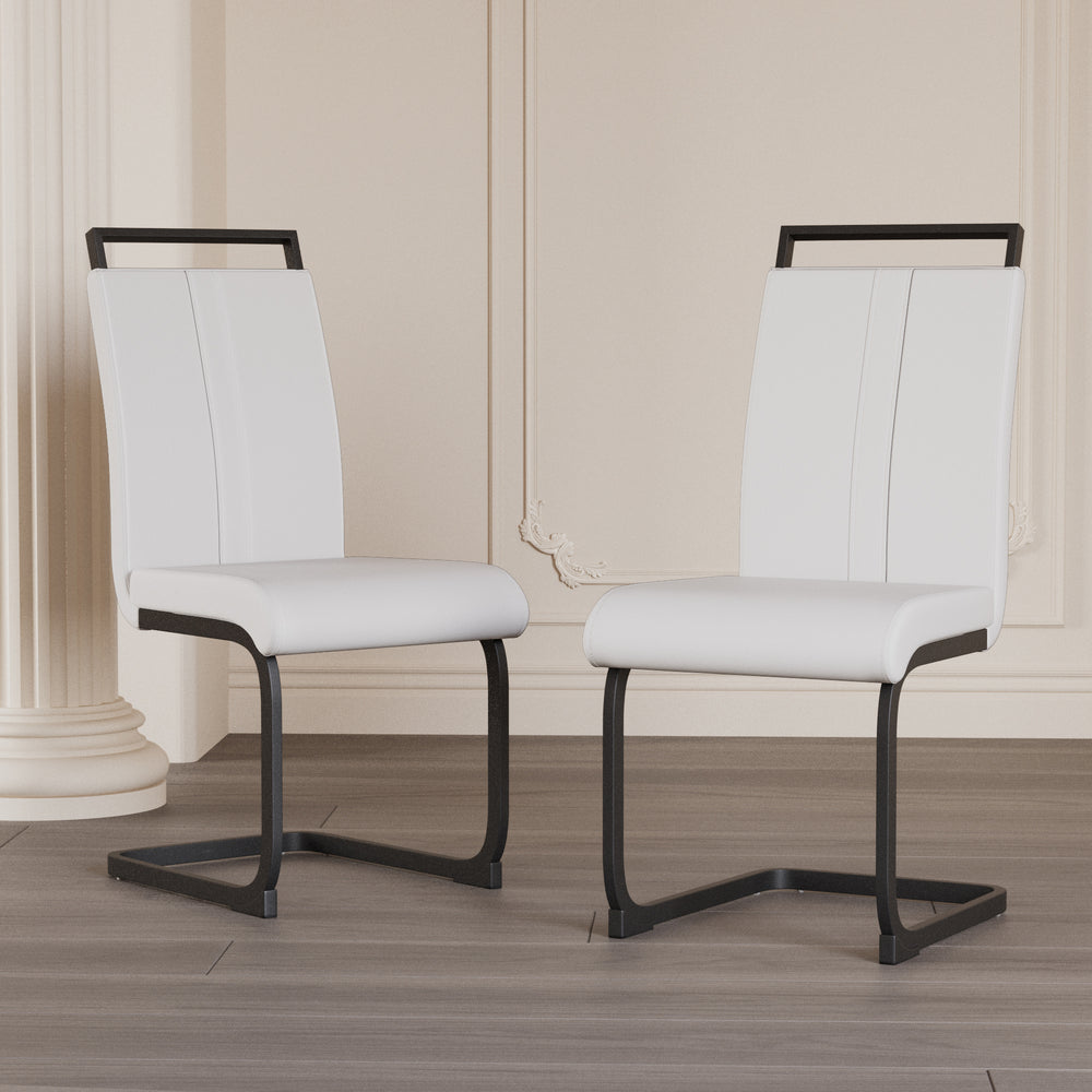 Chic White Faux Leather Dining Chairs - Set of Four