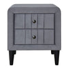 Velvet Gray Nightstand with Drawers