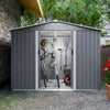 Gray Outdoor Tool Shed – Weatherproof Storage with Lockable Doors