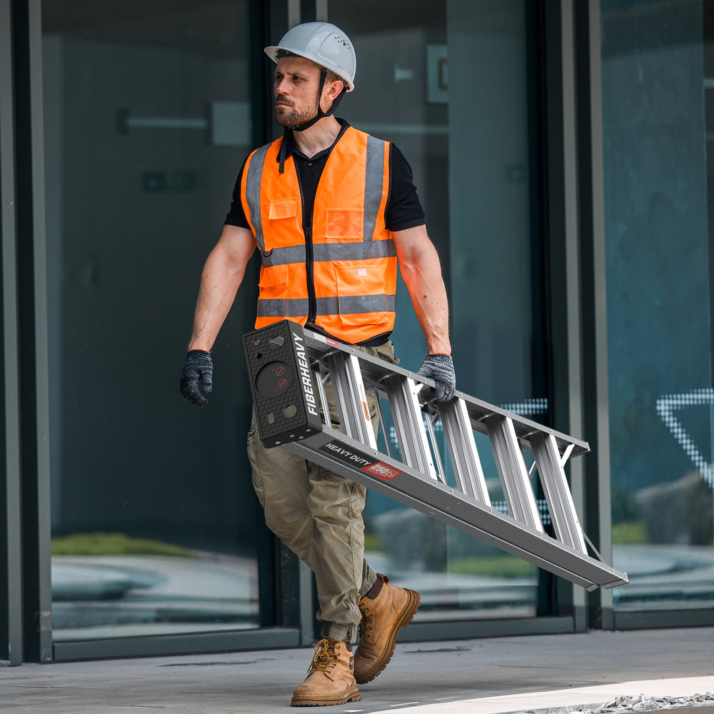 Sturdy Grey Fibreglass Step Ladder