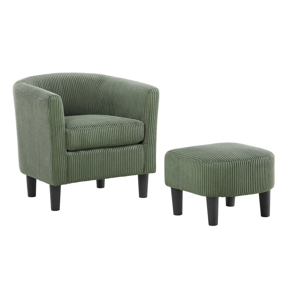 Chic Corduroy Accent Chair with Ottoman – Cozy Comfort for Any Space