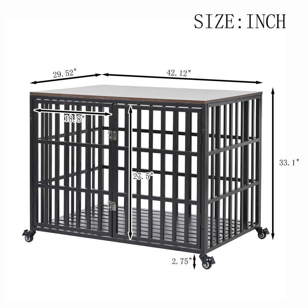 Stylish Heavy Duty Dog Crate with Wheels