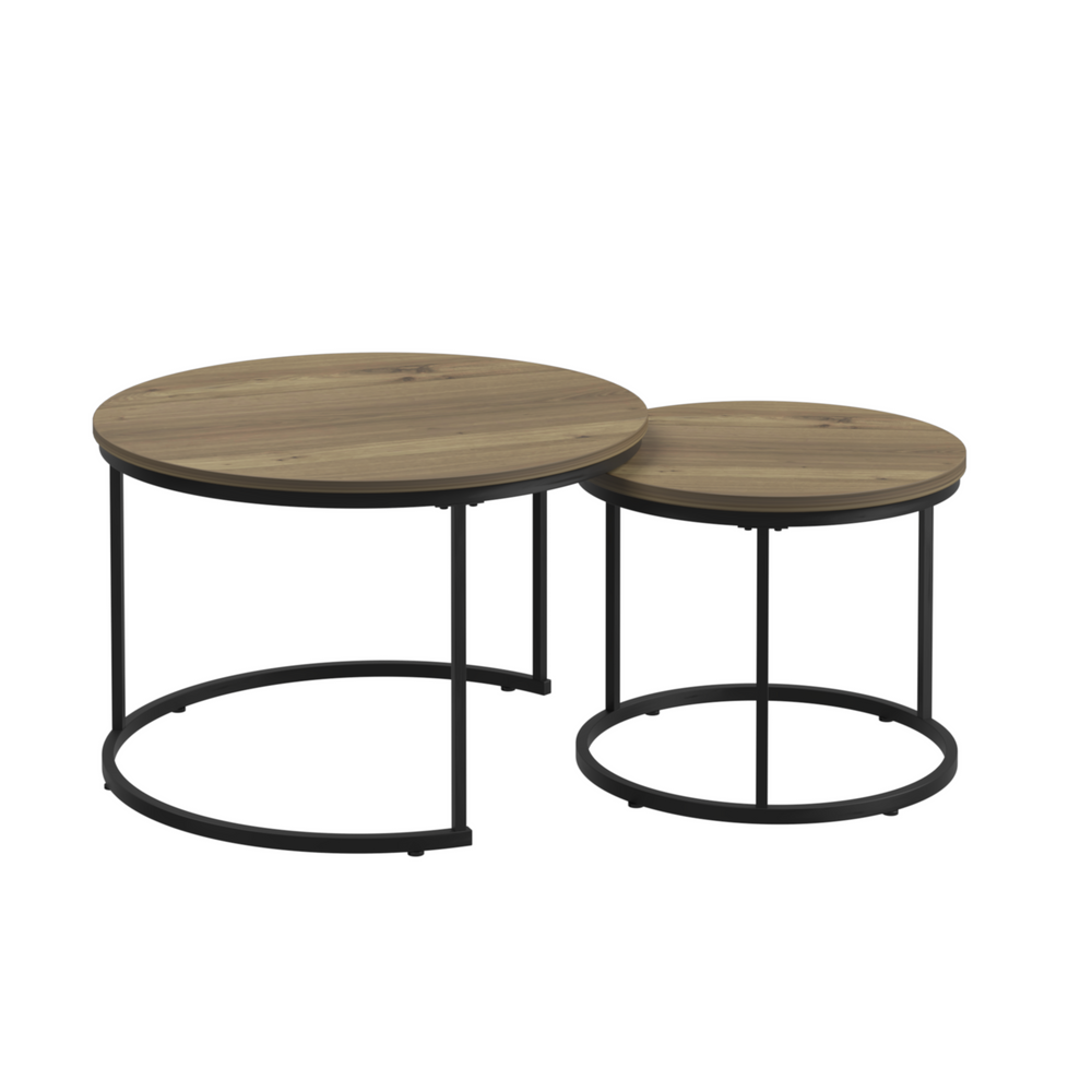 Chic Nesting Coffee Tables - Rustic Wood & Sturdy Metal