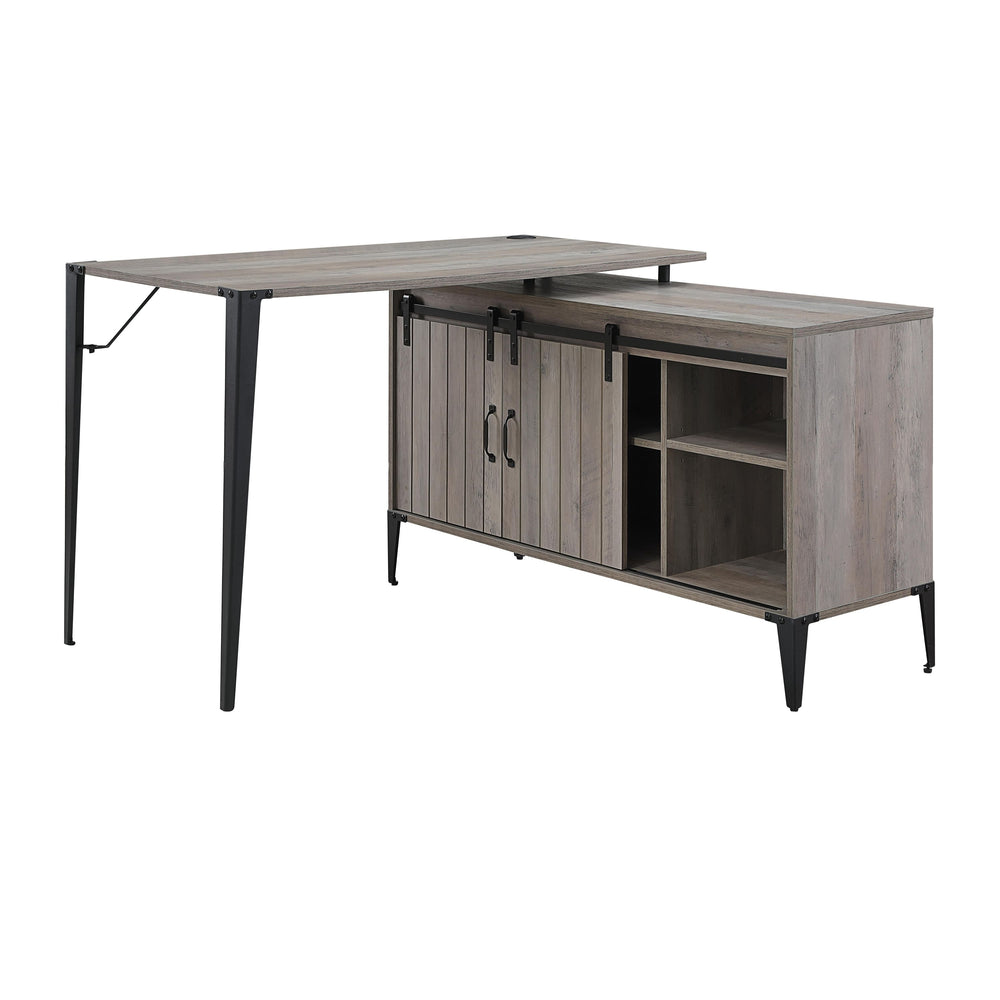 Chic Zakwani Writing Desk in Gray Oak & Black