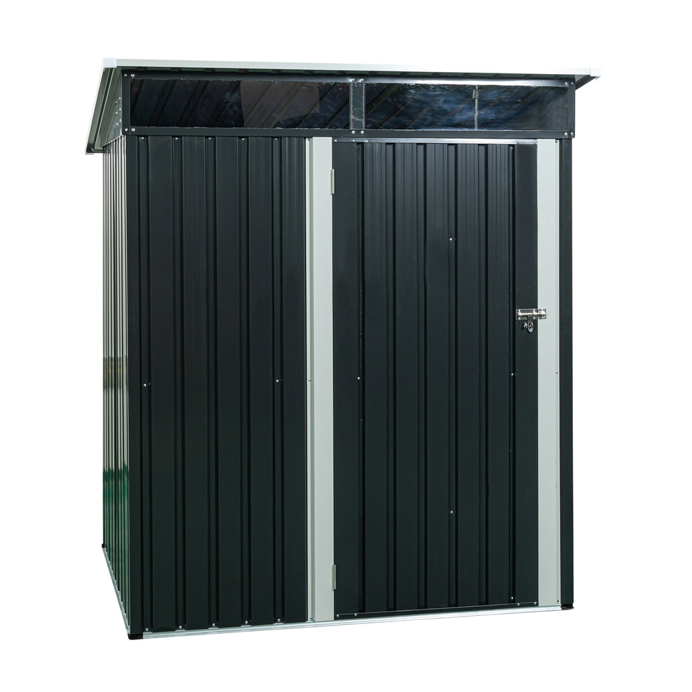 Chic Black Outdoor Storage Shed with Clear Panels