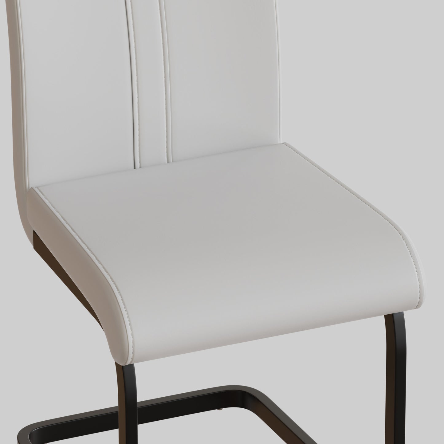 Chic White Faux Leather Dining Chairs - Set of Four