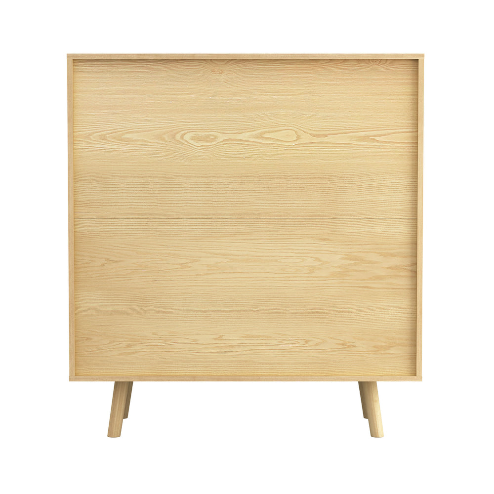 Chic Boho Bar Cabinet with Rattan Doors and Stylish Wine Storage