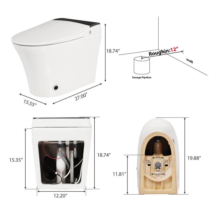 Smart Heated Toilet with Foot Flush and Night Light