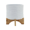 Stylish Textured White Planter with Stand