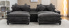 Cozy Black Chenille Sectional Sofa with Ottomans and USB Ports