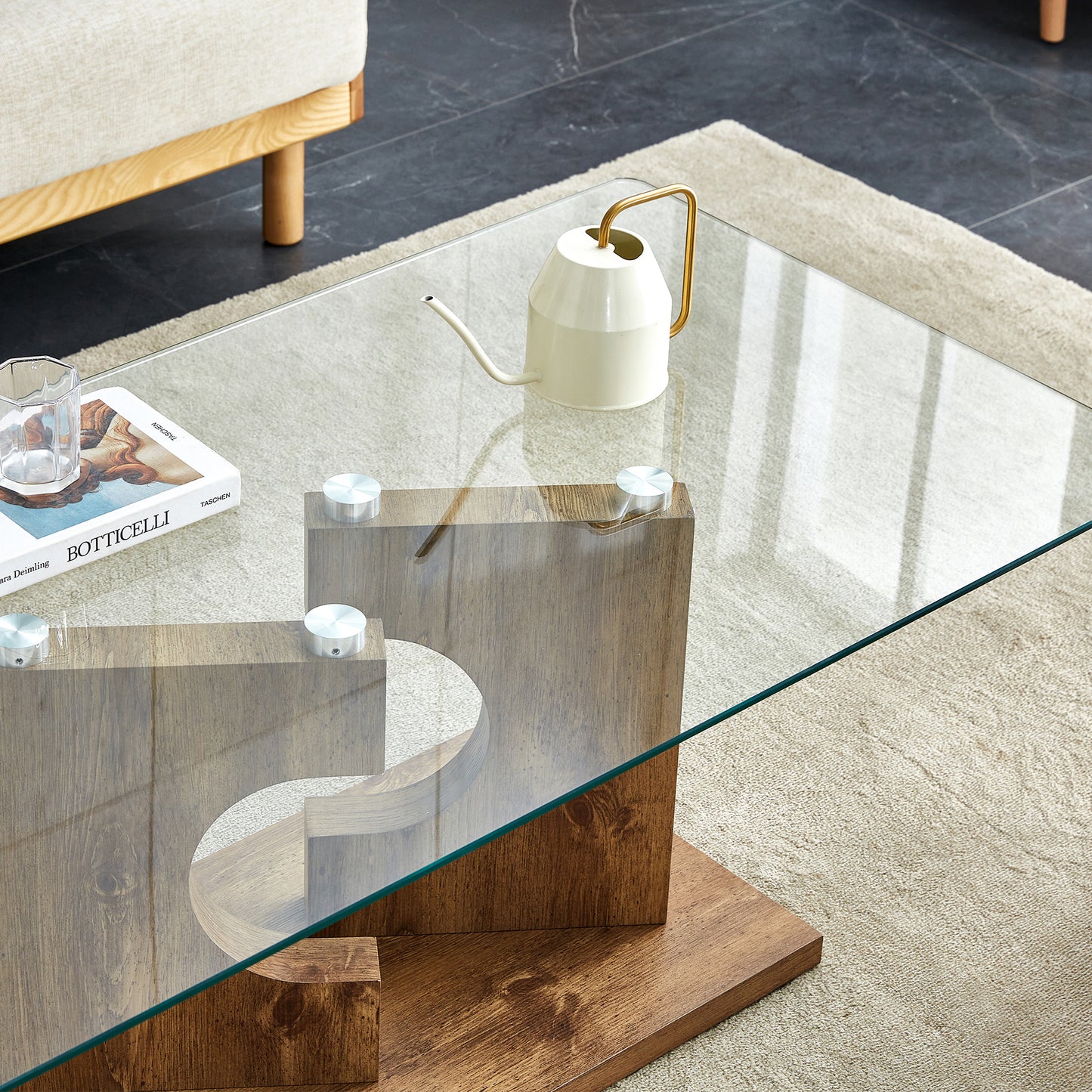 Chic Glass & Wood Coffee Table