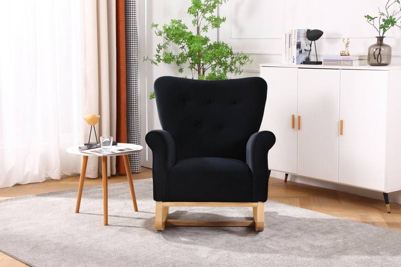 Velvet Mid-Century Rocker Chair