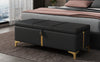 Chic Black Storage Ottoman with Metal Legs