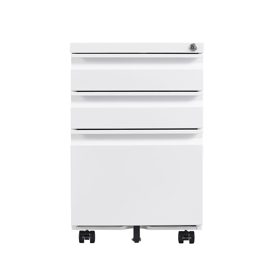 Lockable Mobile File Cabinet - Sleek Office Storage on Wheels