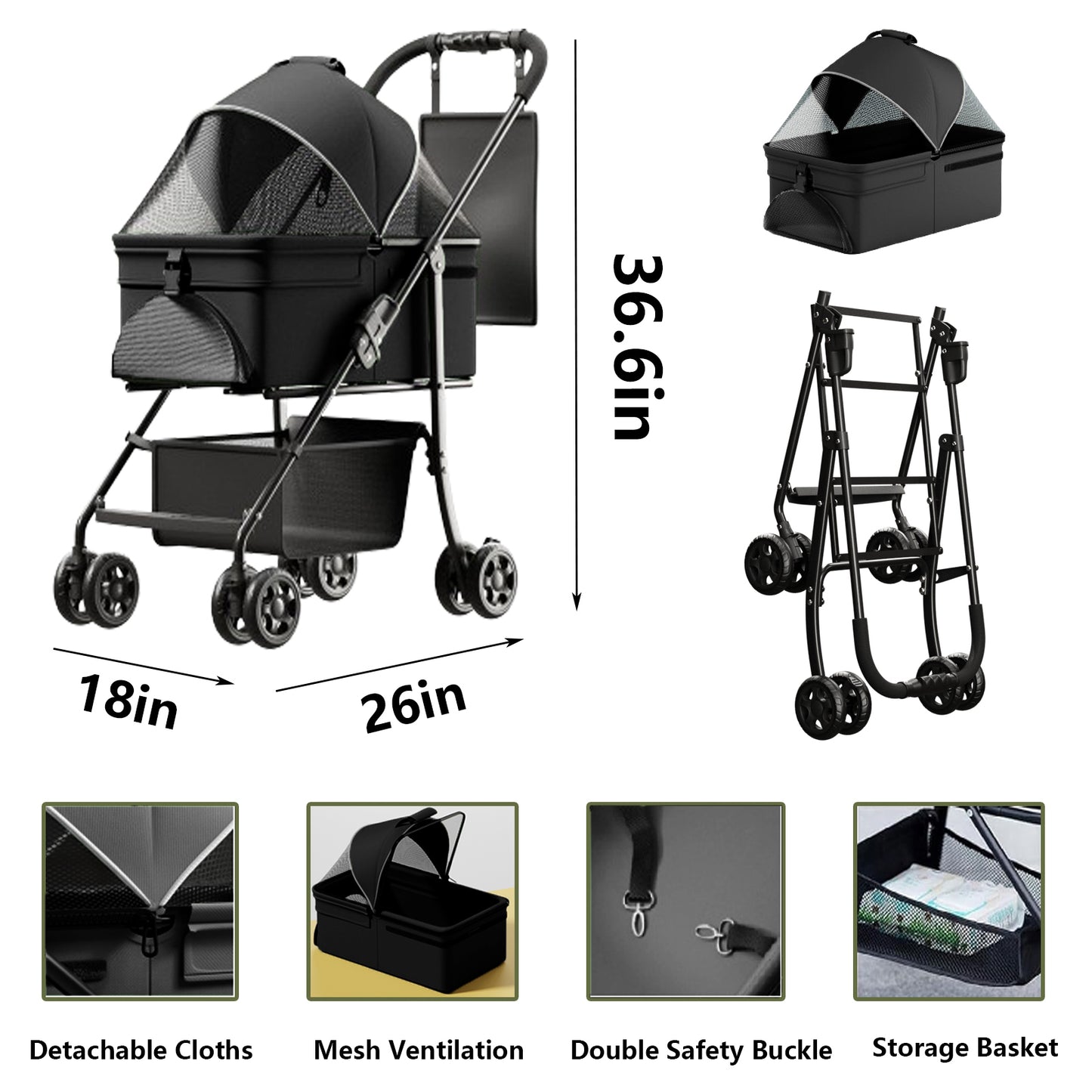 Pet Buddy Stroller: The Ultimate 2-in-1 Travel Companion for Your Furry Friend!