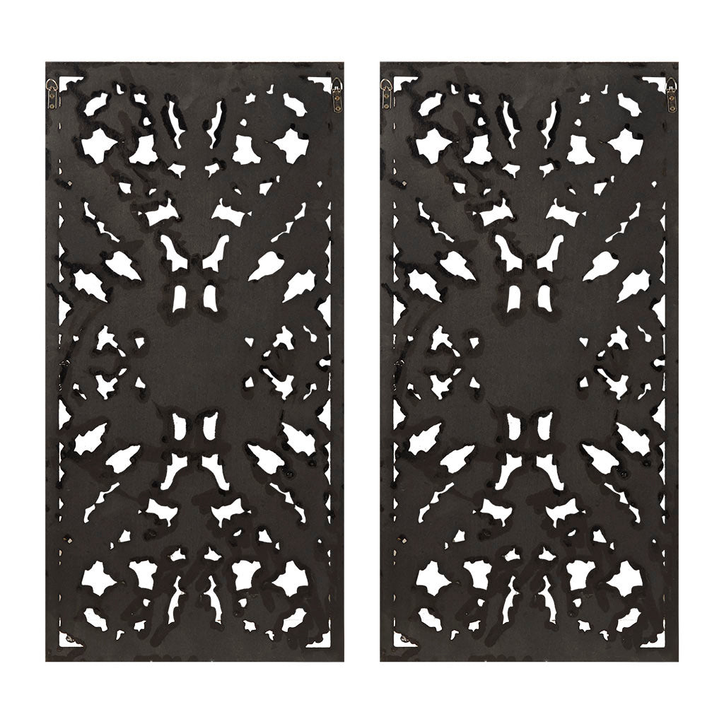 Rustic Carved Wood Wall Art Duo