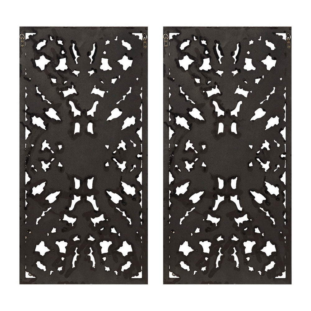 Rustic Carved Wood Wall Art Duo