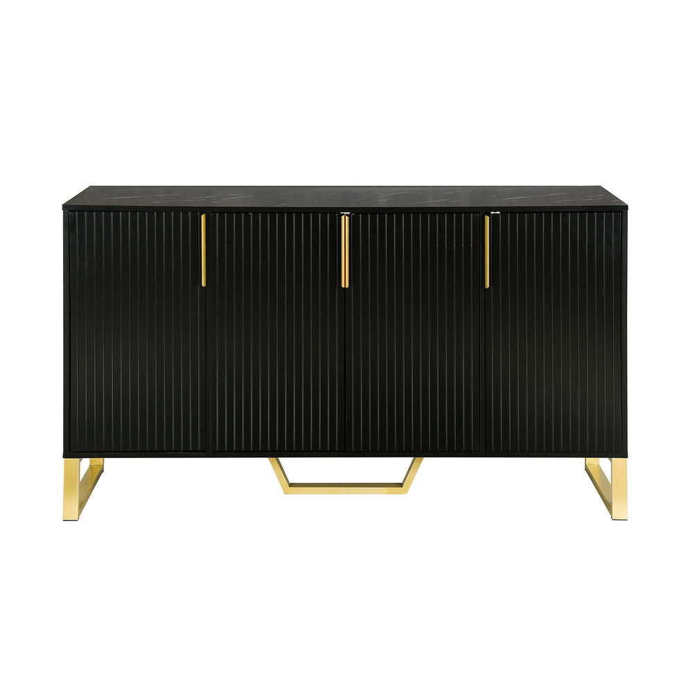 Sleek Black Modern Sideboard with Adjustable Shelves