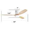 WhisperWind Flush Mount Ceiling Fan with Wood Blades and Remote Light