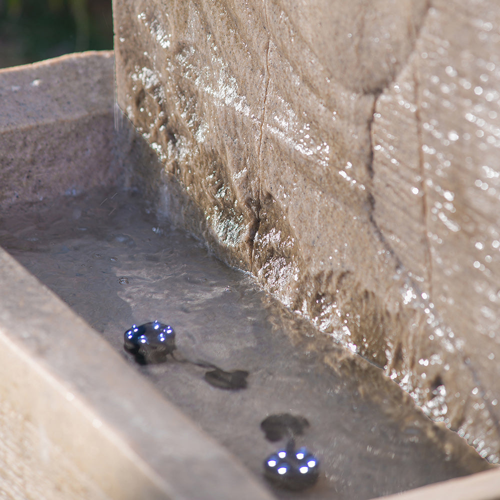 Serene Sandstone Buddha Water Fountain with Light