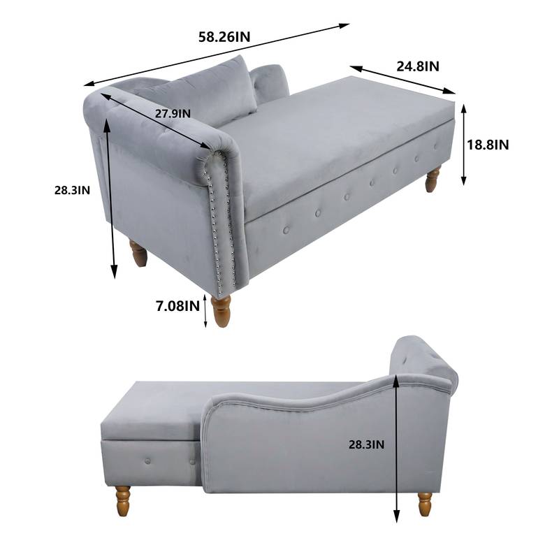 Velvet Dream Lounge Chair with Storage & Pillow
