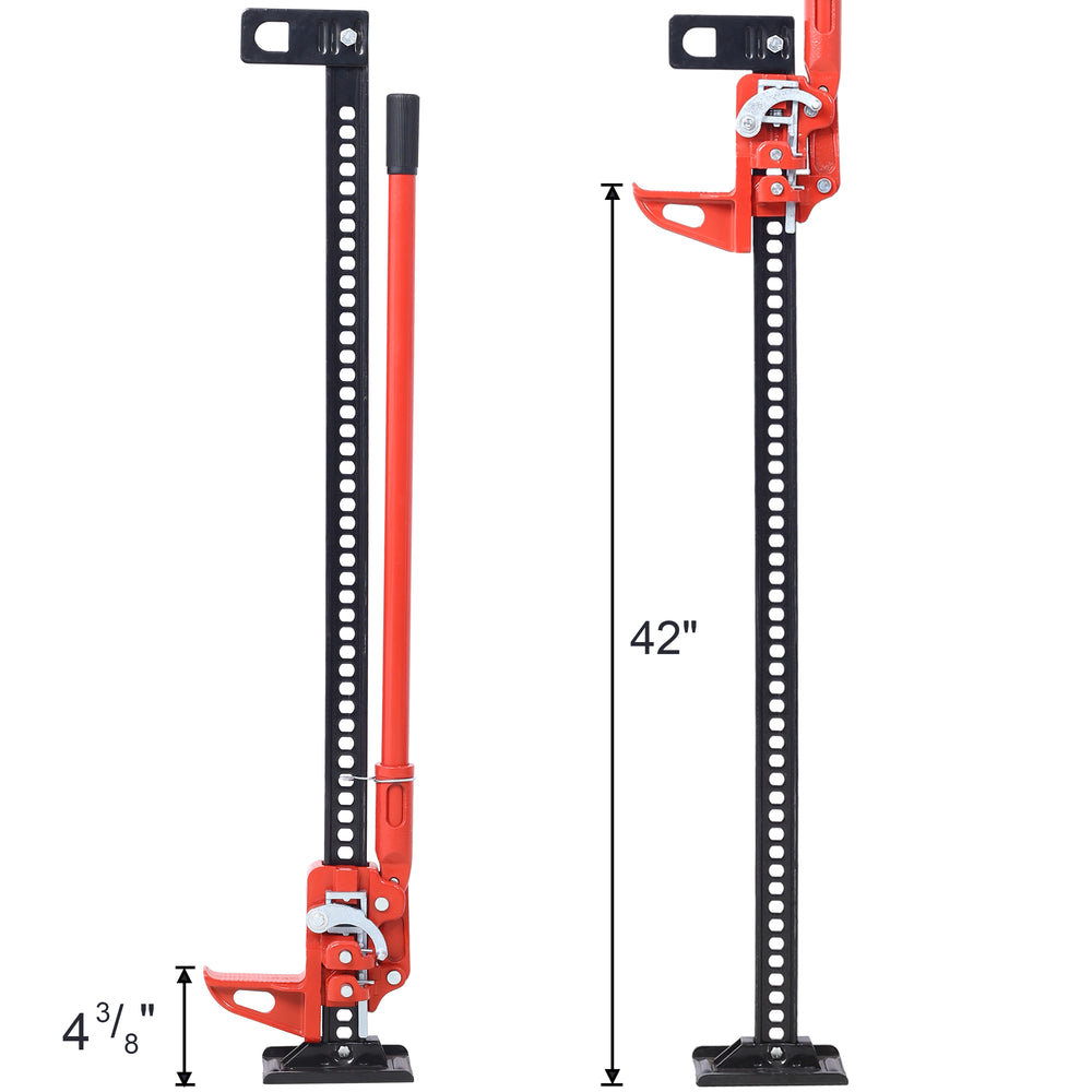 All-Purpose High Lift Jack - Heavy-Duty Red Utility Tool for Cars & Tractors