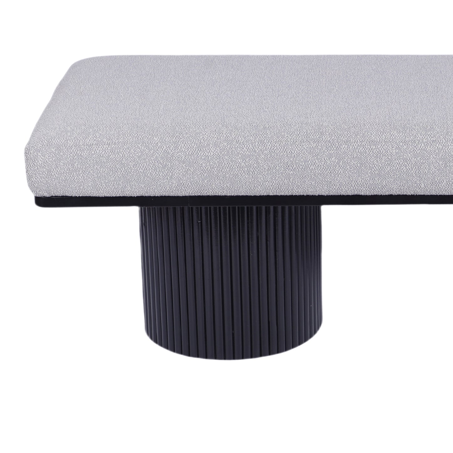 Cozy Grey Boucle Bench with Bold Black Legs